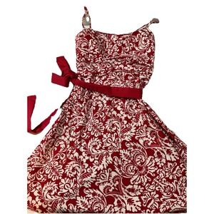 Donna Morgan Dress Small Size 4. Red White With Bow Belt H30